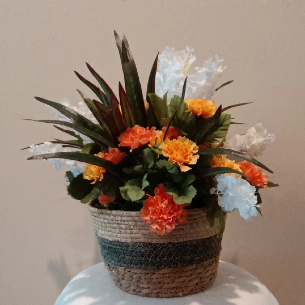 Orange and White Faux Floral Accents One Of A Kind